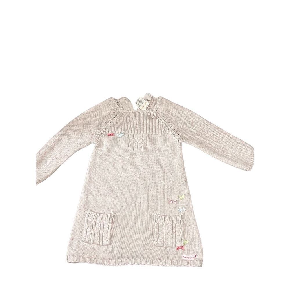 Deuse Par Deuse 12 Month Long Sleeve Knit Oatmeal Sweater Dress Pockets